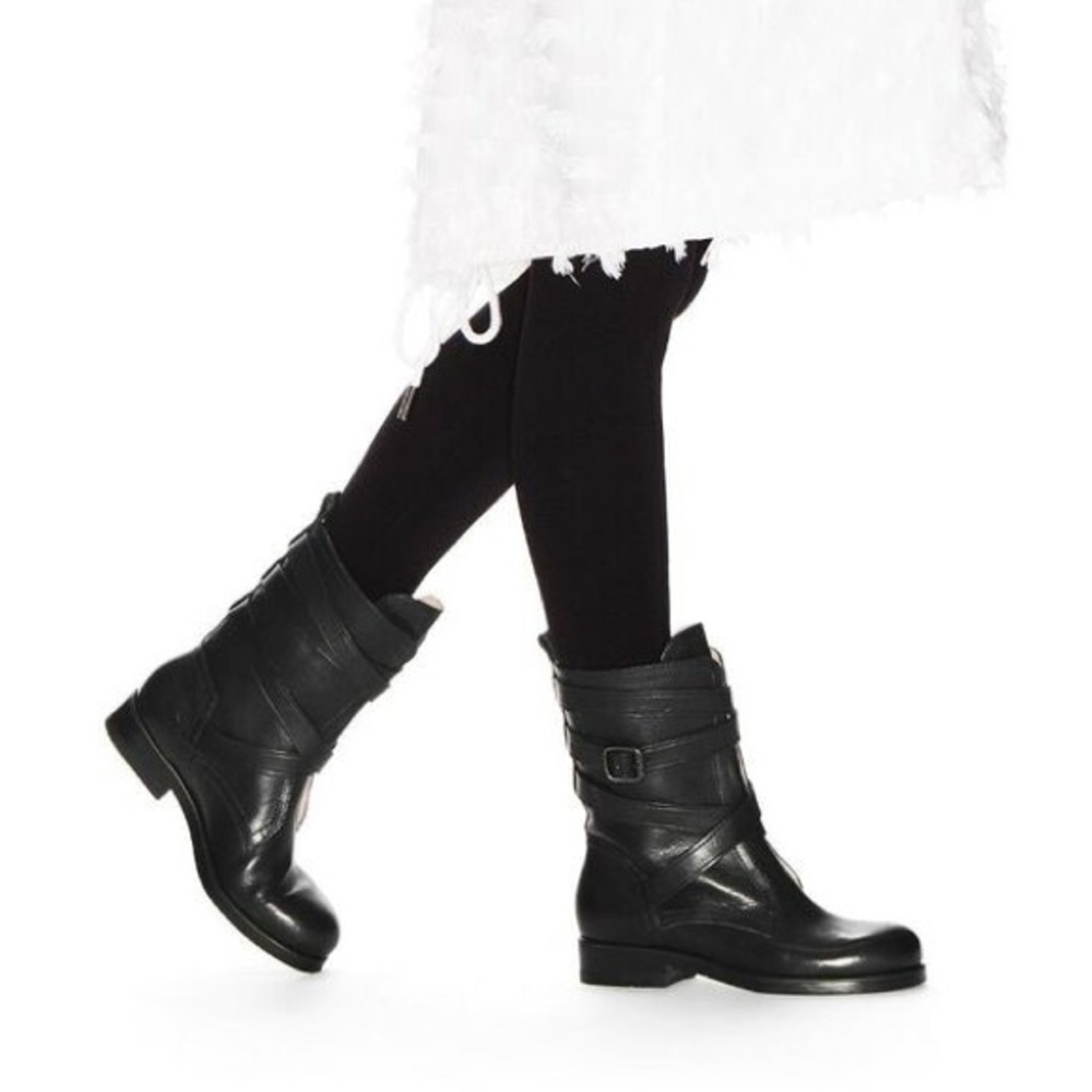 Jimmy Choo Dalston Wraparound-Strap Black Leather Boots
